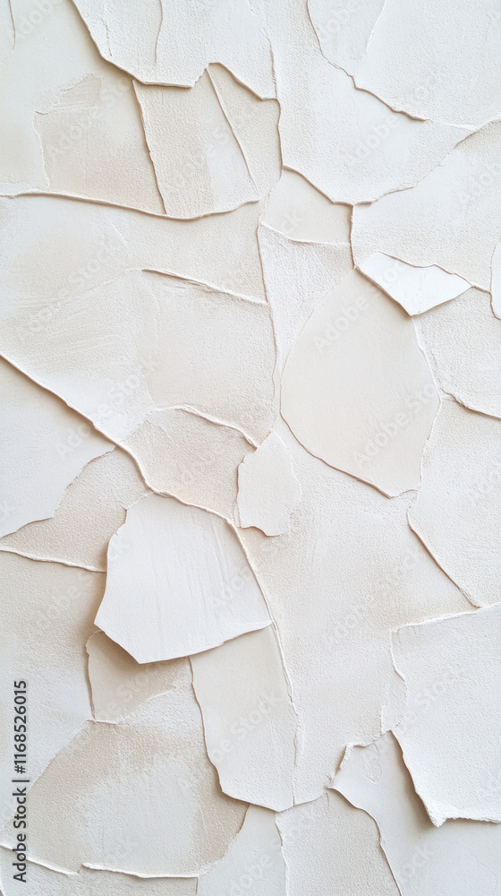 Poster cracked beige plaster wall texture with peeling layers creating abstract pattern