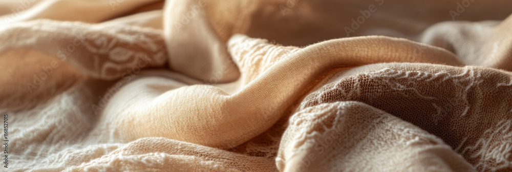 Aufkleber soft beige fabric with intricate patterns, creating warm and elegant texture