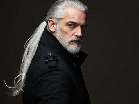 portrait of a man with ponytail