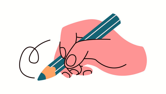 hand holding pencil writing on white clip art preview