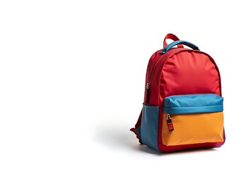 Fototapeta premium Colorful school backpack on isolated white background. Back to school concept
