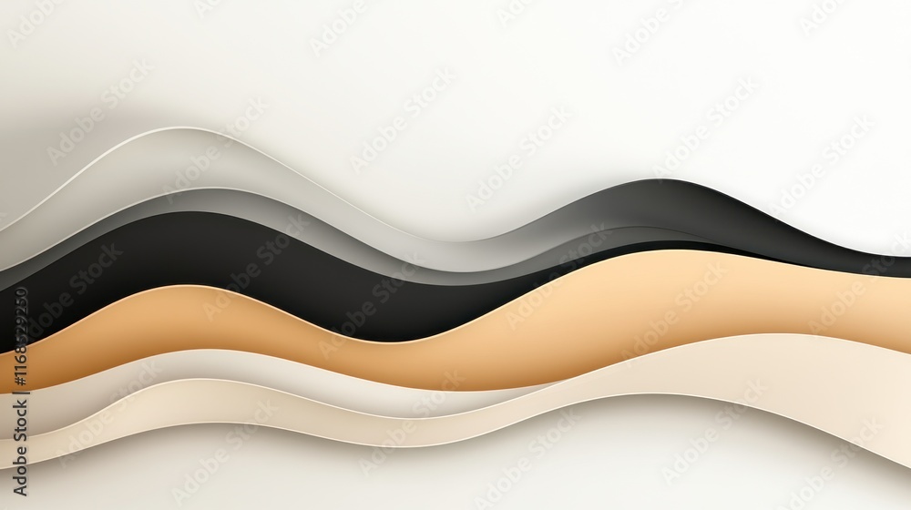 Aufkleber abstract wavy lines in neutral tones creating a modern design.