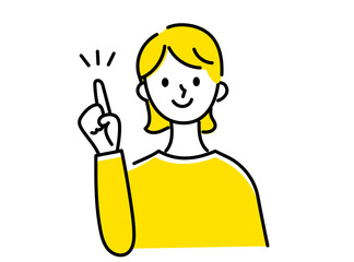 指差しをする女性のイラスト