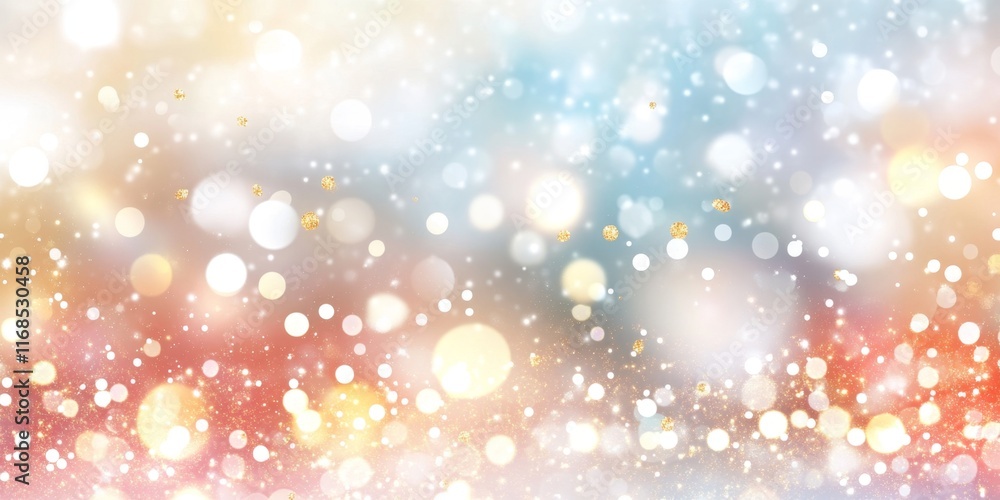 Poster abstract festive background with bokeh lights and confetti.