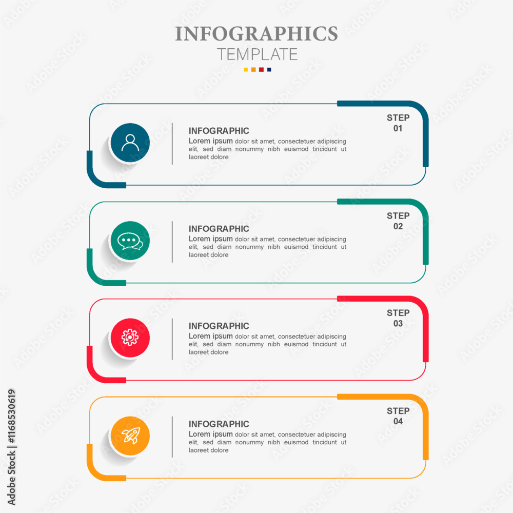 Wall mural 4 infographic tab index banner design vector and marketing template business. can be used for workfl