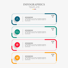 4 infographic tab index banner design vector and marketing template business. Can be used for workflow layout, diagram, annual report, web design. Business concept with steps processes.