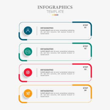 4 infographic tab index banner design vector and marketing template business. Can be used for workflow layout, diagram, annual report, web design. Business concept with steps processes.