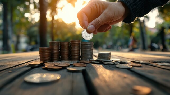 Investment growth strategy urban park financial planning outdoor environment close-up view wealth management concept