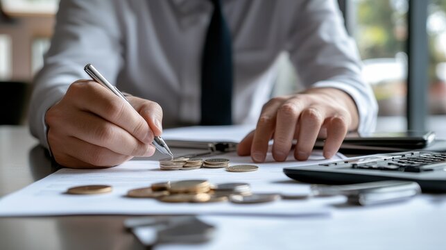 Financial planning strategies office environment business analysis indoor workspace professional perspective money management techniques