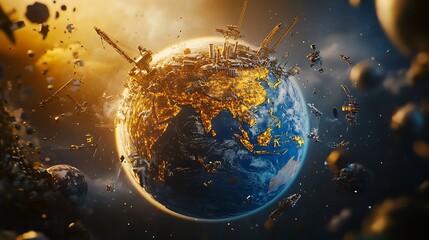 With the Earth as the background, this abstract digital background design is perfect for World Space Week
