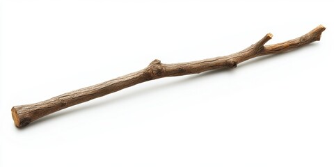 Obraz premium Single brown wooden stick isolated on white background.