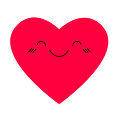 Cute red heart face with eyes, smiling emotion emoji icon. Happy Valentines Day. Love sign symbol. Cartoon kawaii funny baby character. Hearts head. Greeting card. Flat design. White background Vector