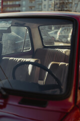 interior of an old car