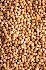 Dry Organic Chickpeas, top view. Flat lay. overhead, from above.