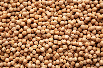 Dry Organic Chickpeas, top view. Flat lay. overhead, from above.