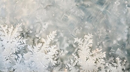 delicate ice crystal patterns on frosted window