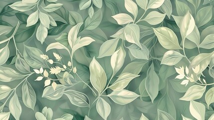 Fototapeta premium sage leaf seamless pattern wallpaper