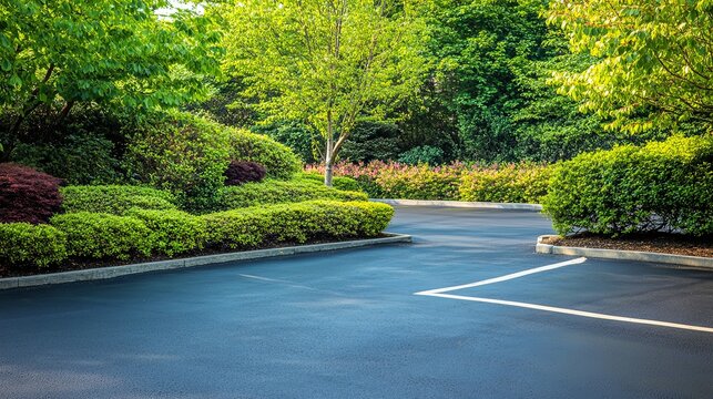 Elegant Senior Care Facility with Spacious Parking and Lush Garden, Welcoming Entrance for Retirement Living, Stock Photography Style