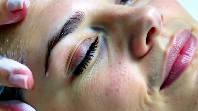 A close-up of fingertips massaging a foamy, clarifying shampoo into the scalp, highlighting the refreshing and rejuvenating experience.