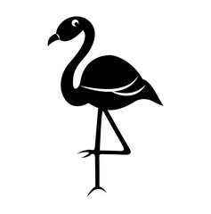Black flamingo vector silhouette, flamingo icon, tropical flamingo bird illustration