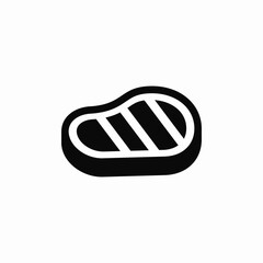 Grilled steak meat dinner food icon vector sign