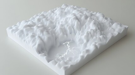 Obraz premium A 3D terrain model with a lightning effect in a white, abstract landscape.
