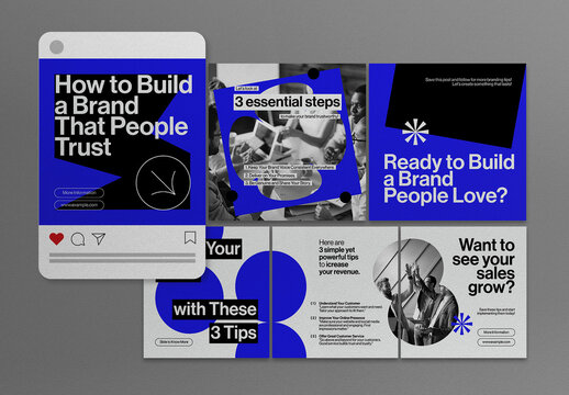 Blue Abstract Shape Business Instagram Carousel Layout