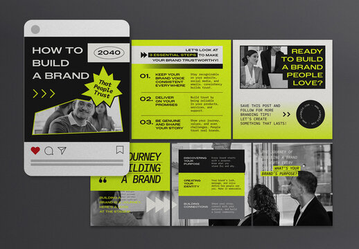 Green Abstract Shape Mask Business Instagram Post Carousel Layout