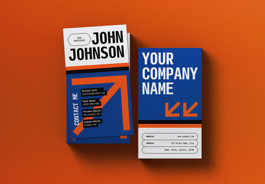 Blue Utilitarian Business Card Potrait Layout