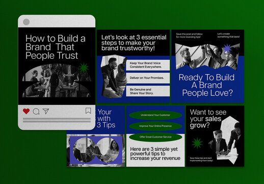 Black And Blue Abstract Shape Mask Instagram Business Carousel