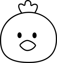 Cute simple chick head outline vector.
Isolated Easter chick face coloring drawing.
farm animal.
Transparent background.