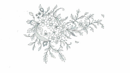 A coloring book with single-line patterns in the form of a fashion trend, vegetation and fantasy, a basis for a tattoo