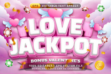 love jackpot valentines day 3d text effect and editable text effect