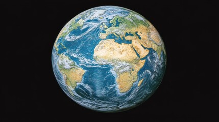 Earth from space, centered on Africa, against a black background.