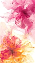 abstract floral design with pink and yellow petals on white background