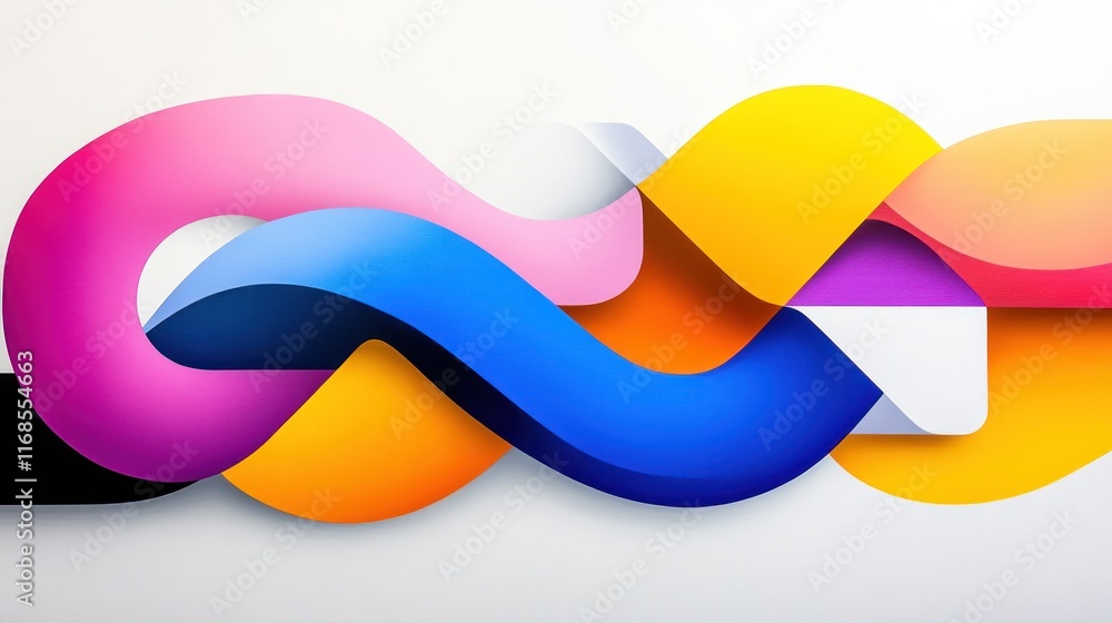 Poster abstract colorful wave design with smooth curves and gradients.