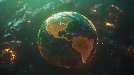 Fototapeta premium Earth in space with atmospheric smoke and fires.