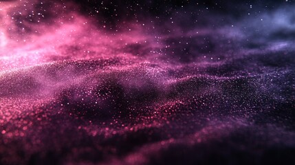 Abstract pink and purple particle wave background.