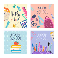 Back to School Colorful Stationery Illustration vector illustration