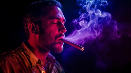 Fototapeta premium Man smoking a cigar