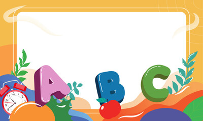 Colorful ABC Letters with Apple and Alarm Clock Illustration vector illustration