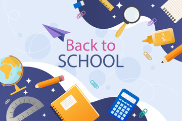 Back to School Supplies Flat Lay Illustration vector illustration