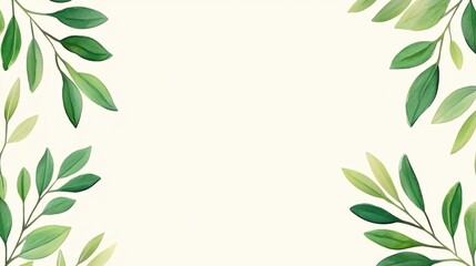 Elegant Green Leaf Frame Design for Minimalist Nature-Themed Backgrounds