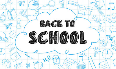 Back to School Doodle Illustration on Grid Background vector illustration