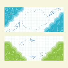 Paper Airplane Flight Path on Notebook Background Illustration vector illustration