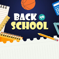 Back to School Illustration with Stationery and Basketball vector illustration