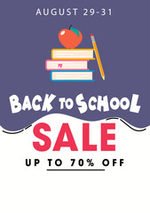 Back to school sale banners, card, poster set with school supplies-02