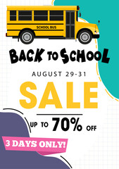 Back to school sale banners, card, poster set with school supplies-01