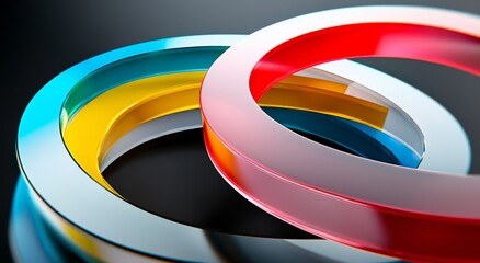Beautiful Colorful Glass Sculpture with Smooth Curves, Light Refraction, and Reflections on Black Background