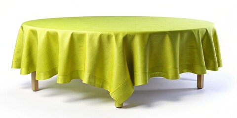 Gathered Linen Tablecloth on White Background - High-Resolution Stock Photo